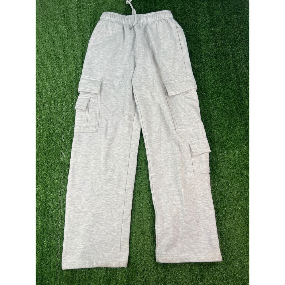 Garage Women Gray Heather Cargo Sweatpants Wide Leg Fleece Pants XS 100081094